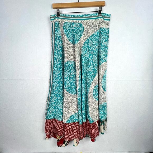 Iris Impressions Medium 80% Silk Convertible Layered Wrap Skirt BOHO INDIE GYPSY - Picture 2 of 8